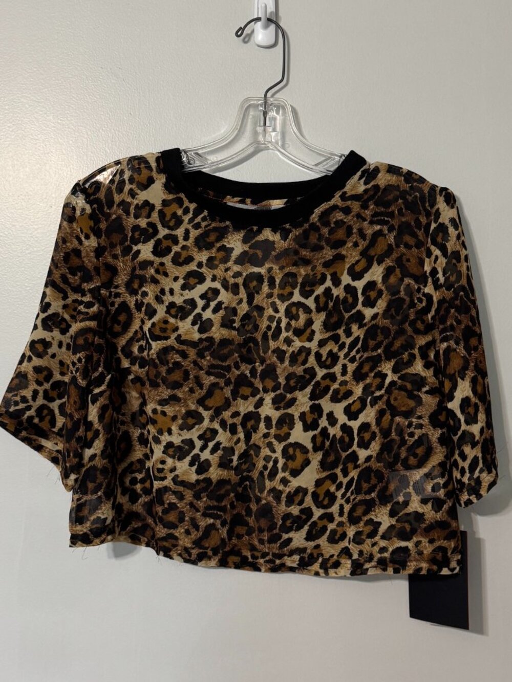 GABRIETTE BY JUNK FOOD Sheer Leopard Print Cropped Top